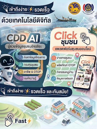 กรมการพัฒนาชุมชนประชาสัมพันธ์การใช้ “CDD AI” ยกระดับการให้บริการประชาชนด้วยเทคโนโลยีปัญญาประดิษฐ์